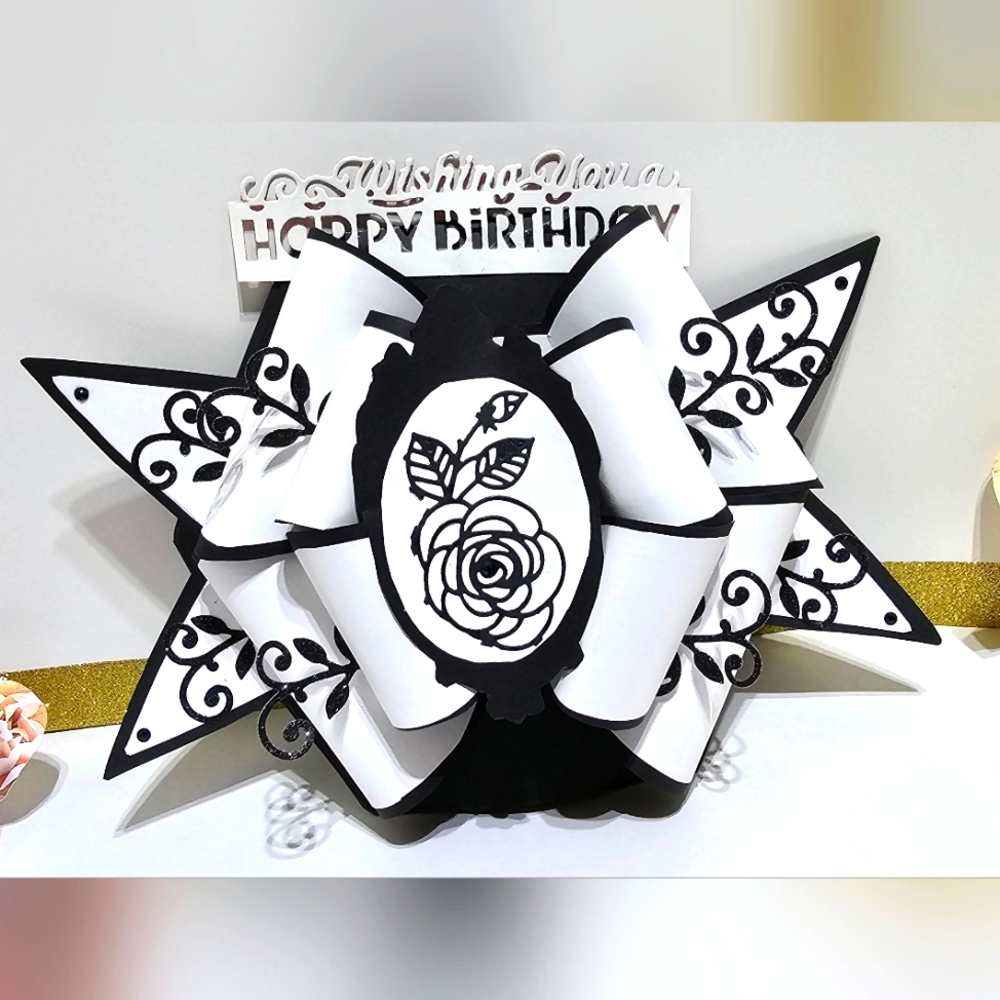 Unique Handmade Birthday Bow Easel Card, Wishing You A Happy Birthday